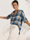 100% Linen V-Neck Short Sleeve Shirt SIERRA