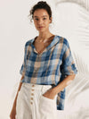 100% Linen V-Neck Short Sleeve Shirt SIERRA