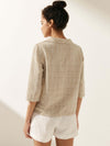 Linen Round Soft-Fold Collar Top LAURA