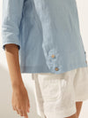 Linen Round Soft-Fold Collar Top LAURA