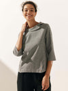 Linen Round Soft-Fold Collar Top LAURA