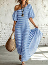 Delphine | Asymmetric Striped Maxi Dress