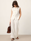 Linen Four-Pocket Tailored Sleeveless Vest COSIMA