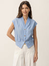 100% Linen Surplice Neck Elasticated Back Cropped Shirt VALERIA