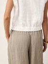 100% Linen Surplice Neck Elasticated Back Cropped Shirt VALERIA
