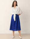 100% Linen Tie Hem Drop Shoulder Shirt XAVIERA