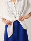 100% Linen Tie Hem Drop Shoulder Shirt XAVIERA
