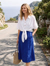 100% Linen Tie Hem Drop Shoulder Shirt XAVIERA