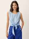100% Linen Tie Waist Sleeveless Top ALTHEIA