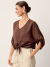 100% Linen Twist-Hem Batwing Top LAVENA