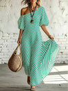 Delphine | Asymmetric Striped Maxi Dress