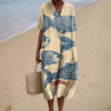 Marseille | Long Dress with Sardine Pattern