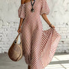 Delphine | Asymmetric Striped Maxi Dress