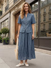 Lyocell Textured Stand Collar Shirt Jacket PHILIPPA