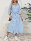 Odette | Blue Striped Button-Front Midi Shirt Dress