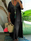 LINNEA™ – Soft Ruffle V-Neck Maxi Dress