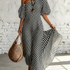 Delphine | Asymmetric Striped Maxi Dress