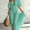 Delphine | Asymmetric Striped Maxi Dress