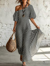 Delphine | Asymmetric Striped Maxi Dress