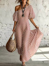 Delphine | Asymmetric Striped Maxi Dress