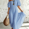 Delphine | Asymmetric Striped Maxi Dress