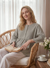 Linen Checked Long-Sleeved Top CAROLINE