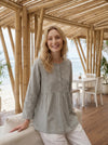 Linen Checked Long-Sleeved Top CAROLINE
